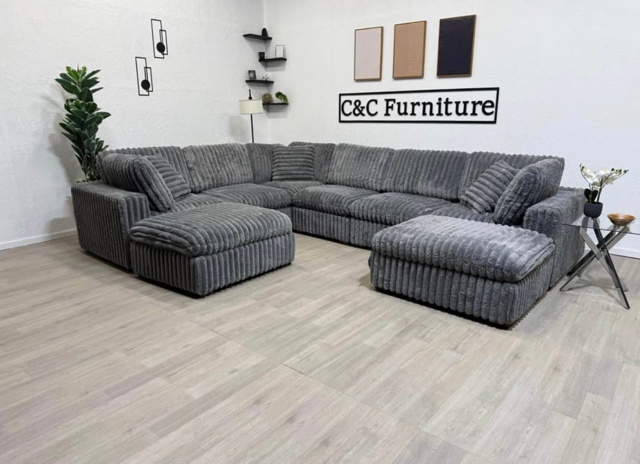 8 Piece Corduroy Sectional