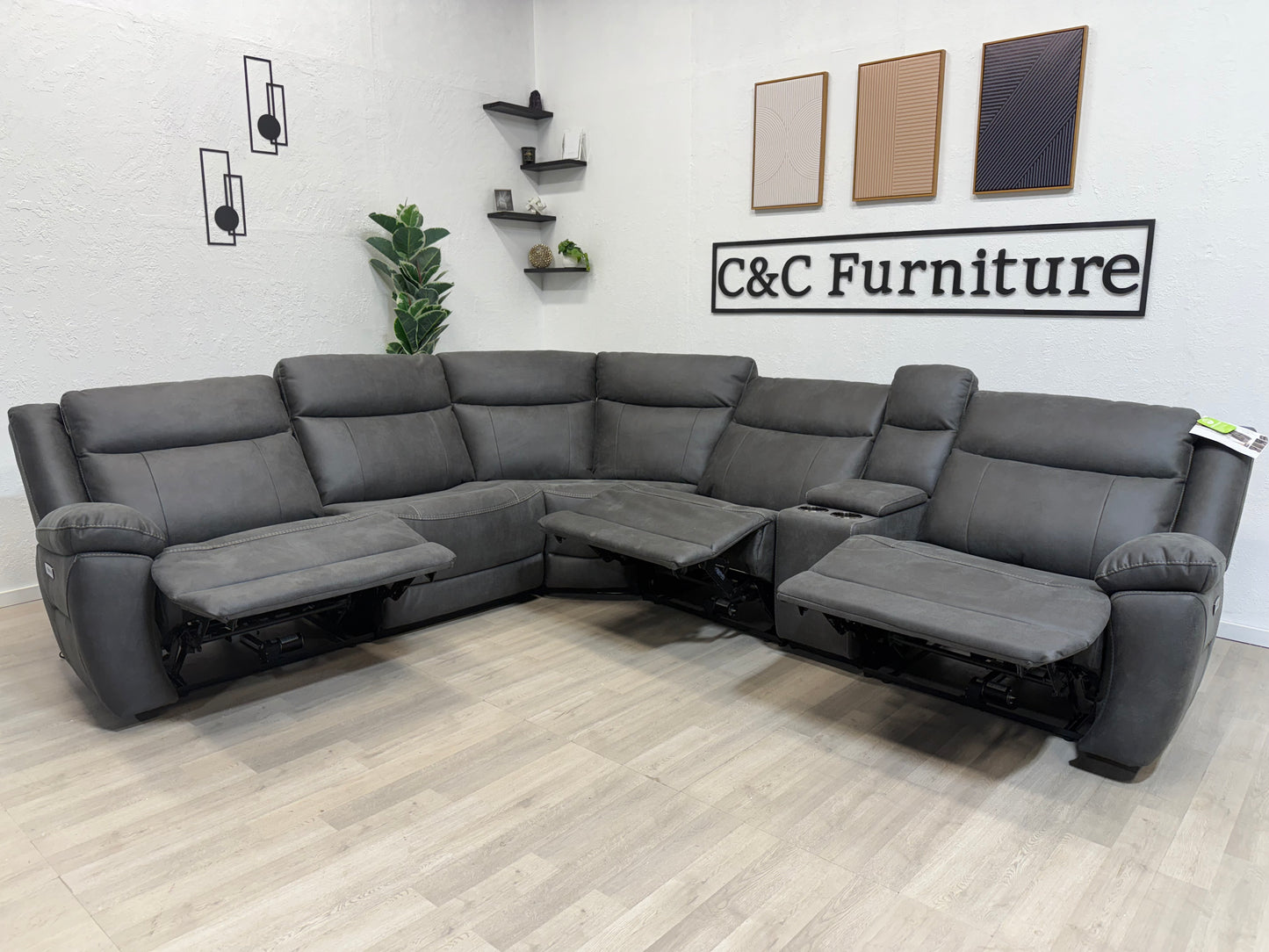 Zachary Fabric Power Reclining Sectional with Power Headrests