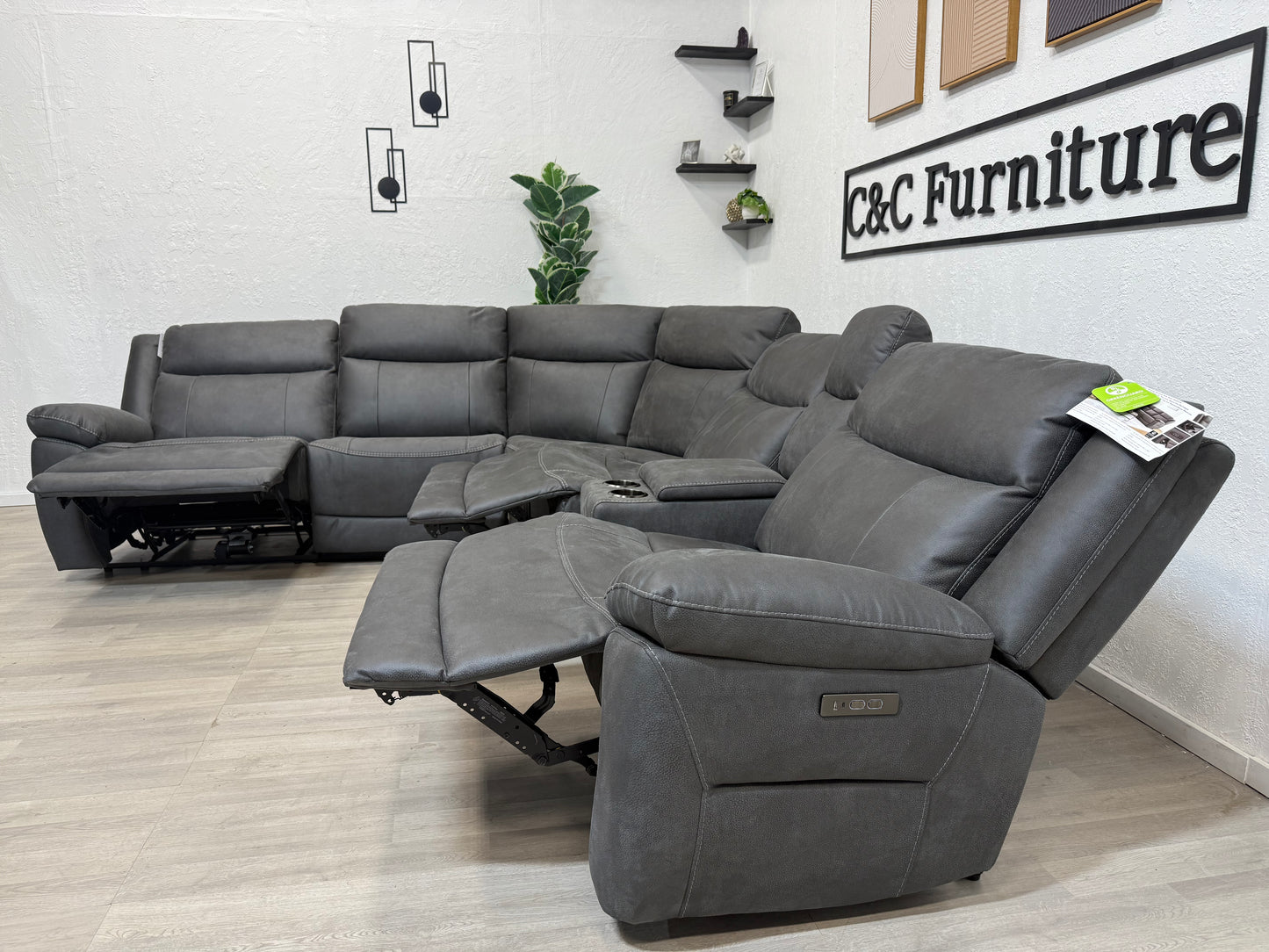 Zachary Fabric Power Reclining Sectional with Power Headrests
