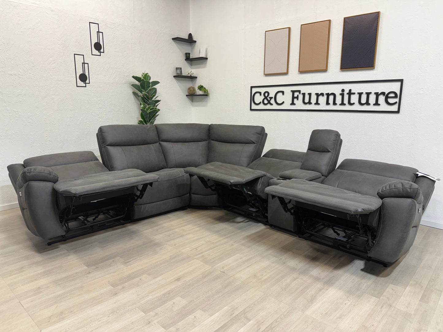 Zachary Fabric Power Reclining Sectional with Power Headrests