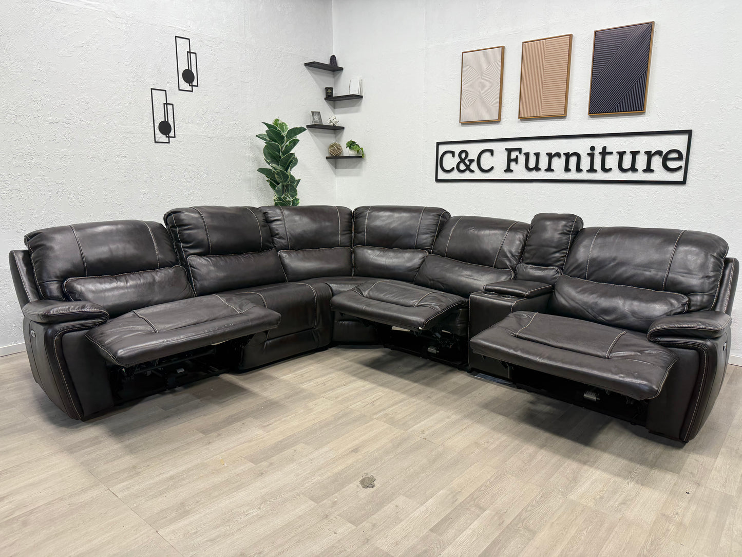 Malachi Leather Power Reclining Sectional with Power Headrests