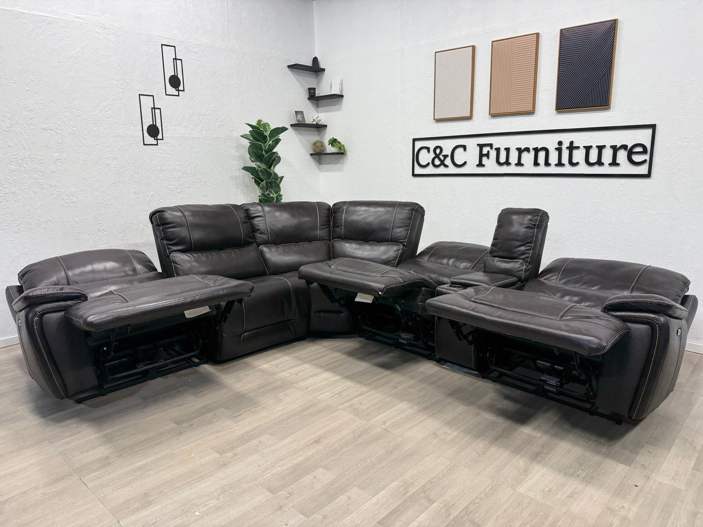 Malachi Leather Power Reclining Sectional with Power Headrests
