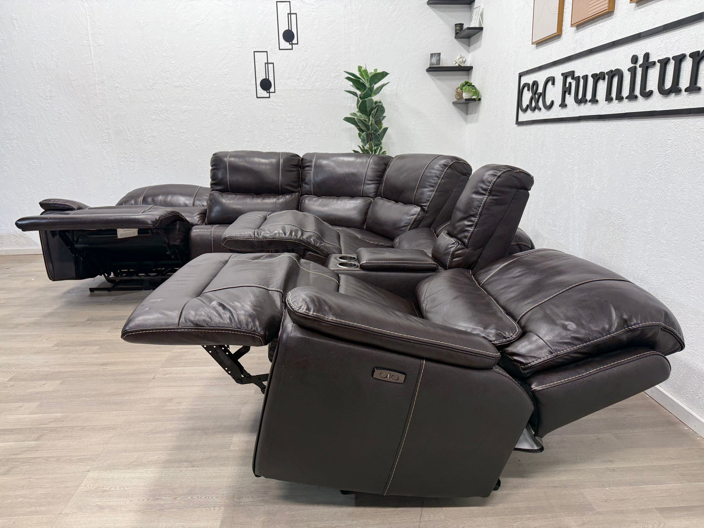 Malachi Leather Power Reclining Sectional with Power Headrests