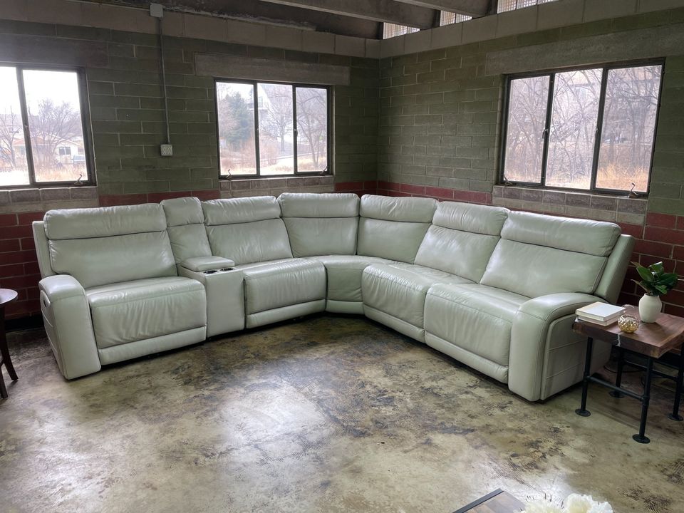 Gearhart 6Piece Leather Power Reclining Sectional Sofa C&C Furniture