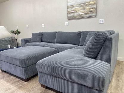 Thomasville Artesia Corduroy Fabric Sectional with Ottoman
