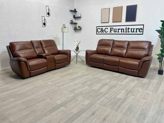 Oliver Leather Power Reclining Sofa Set with Power Headrests