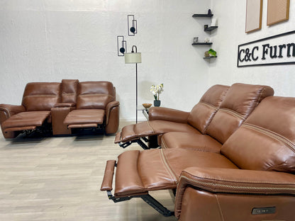 Oliver Leather Power Reclining Sofa Set with Power Headrests