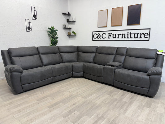 Zachary Fabric Power Reclining Sectional with Power Headrests