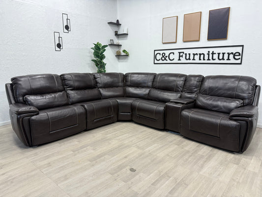 Malachi Leather Power Reclining Sectional with Power Headrests