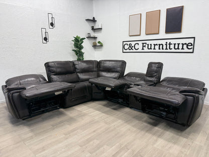Malachi Leather Power Reclining Sectional with Power Headrests