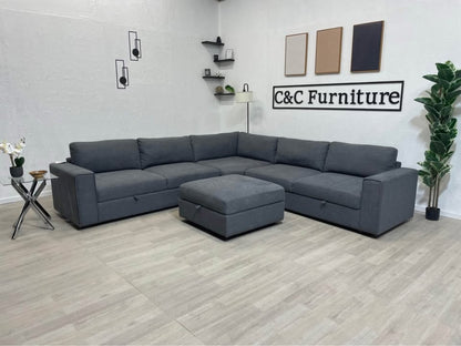 Sectional Sofa with Storage Seats and Ottoman - Delivery Available